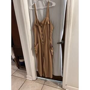 toxik 3 tan wide leg cropped jumpsuit size 2x Boho Hippie